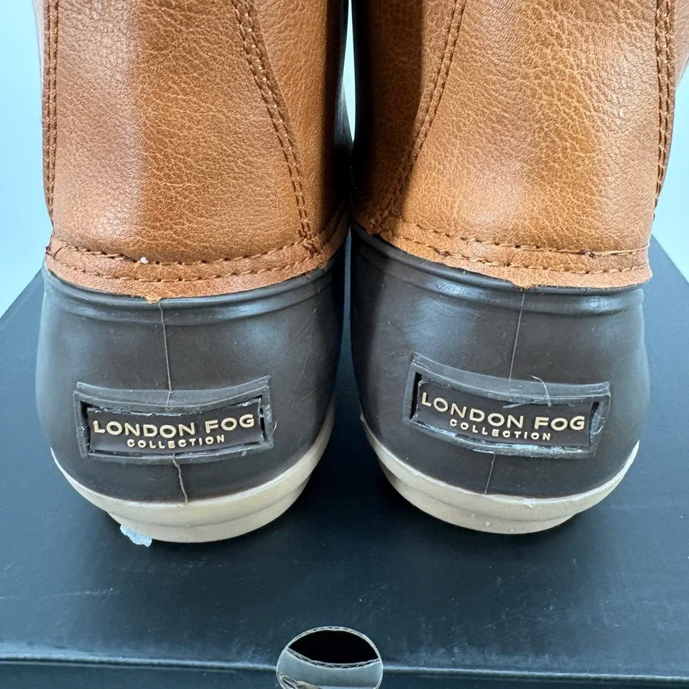 New 13 London Fog Seth Duck Boots Men Cognac Brown CL30424M Rain/Snow  Size :13